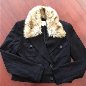 Loft short jacket with fur collar